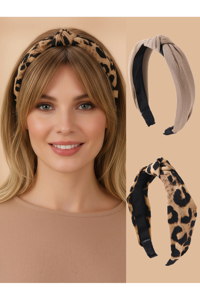 Take Two By Styli Set of 2 - Leopard Print Knot Headband