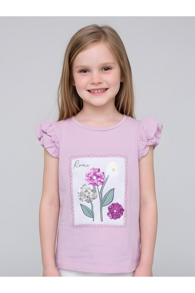 JUNIORLOOM By Styli Girls Sequins Design Frill Sleeve Glam T-Shirt