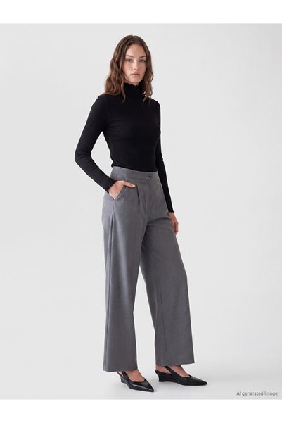 LC Waikiki LCW Modest Siyah Dik Yaka Kadın Fitilli Body