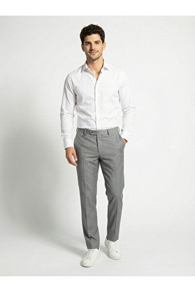 TURTLE By Styli Light Grey Solid Structured Trousers