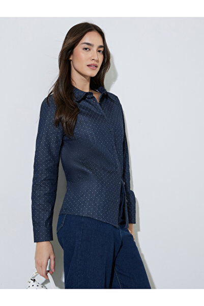 Styli Dark Blue Striped Regular Fit Cotton Shirt