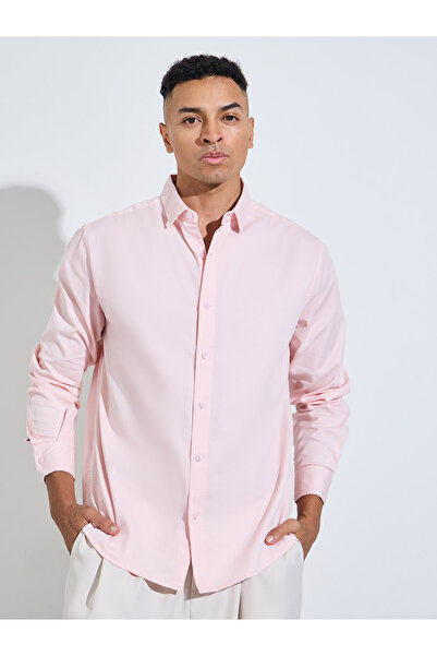 Styli Light Pink Solid long Sleeves Shirt
