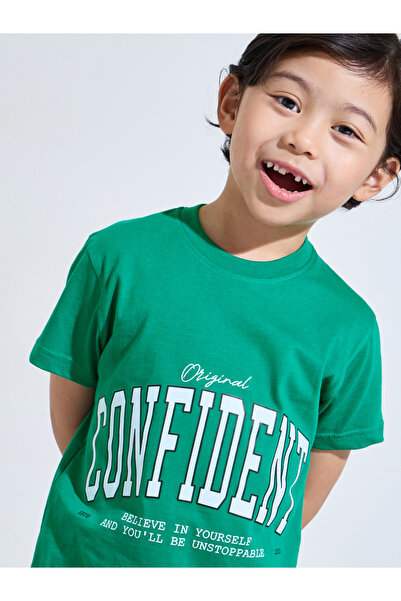 Styli Boys Green Graphic Print Regular Fit T-Shirt