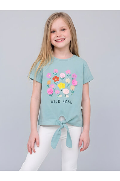 JUNIORLOOM By Styli Girls Floral Hem Knot T-Shirt