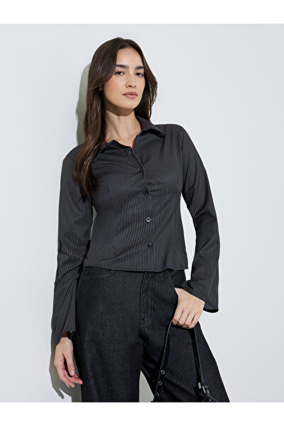 Styli Black Striped Long Sleeve Fitted Shirt