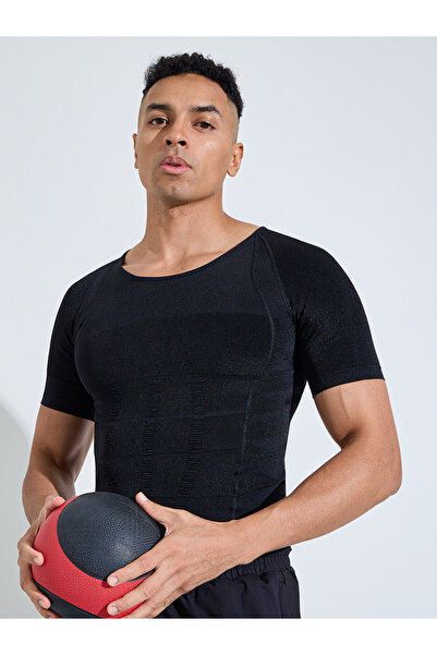 Styli Black Solid Slimming Body Shapewear T-Shirt