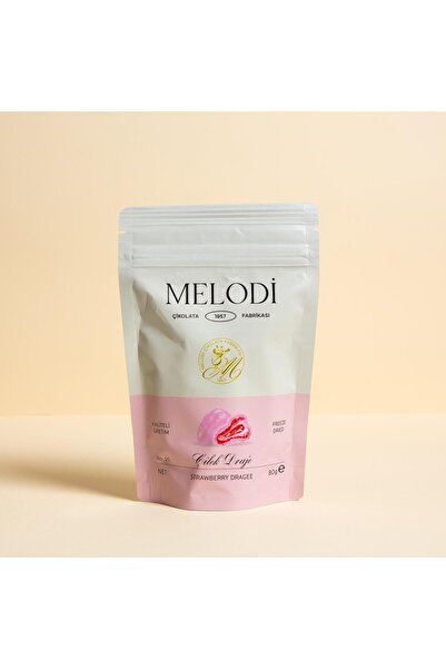 Melodi Çikolata Beyaz Çikolata Kaplı Çilek Draje (Pembe) 80g