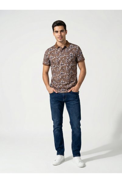 TURTLE By Styli Brown Printed Polo