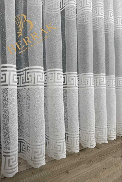 BerrakPerde Versa Roma Beyaz 1x2 pile Seyrek pile Dikişli Modern Örme Tül Perde
