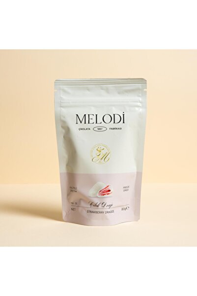 Melodi Çikolata Beyaz Çikolata Kaplı Çilek Draje 80g