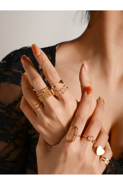 Take Two By Styli Pack of 10 - Gold Tone Casual Rings