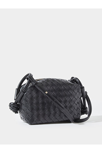 Styli Black Woven Shoulder Bag