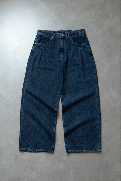 GRJ denim Moon Blue Contrast Stitched Baggy Blue Men's Denim Trousers