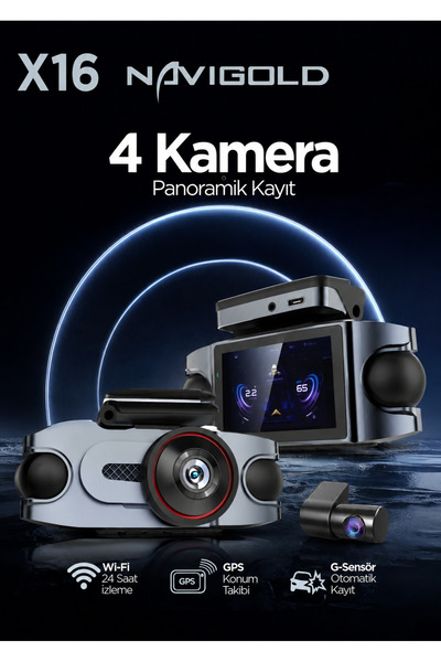 Navigold X16 4 KAMERALI DVR 4K WİFİ PARK KİTİ G-SENSÖR 512GB SD KART DESTEĞİ