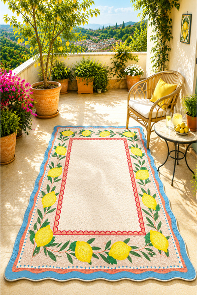 Chilai Home Sicilian Makinede Yıkanabilir Kaymaz Taban Leke Tutmaz Dijital Salon Halısı Mutfak Halısı ve Yolluk