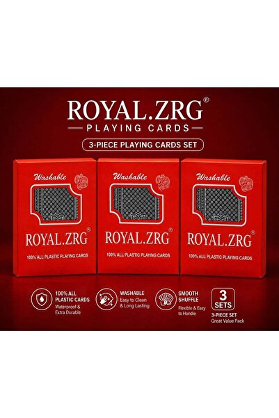 Generic Royal ZRG 100% Plastic Playing Card Set, Three Pieces - One Waterproo...