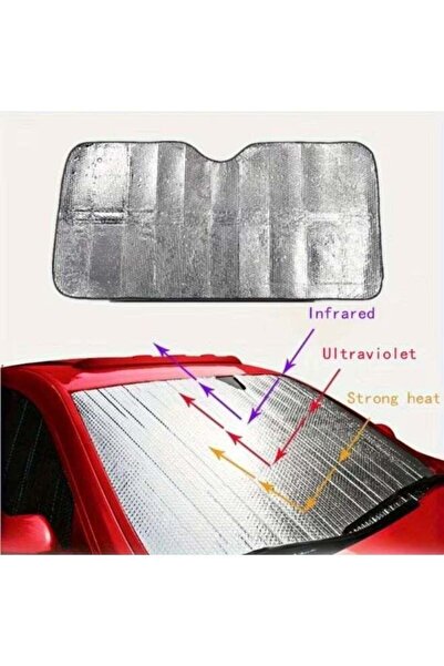 DubaiGallery Reflective Car Front Windshield Sunshade 130x60cm, Foldable Heat...