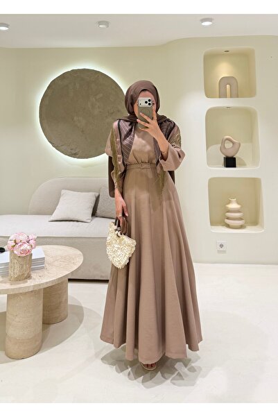 SOİ Tassel Shawl Tencel Dress Mink
