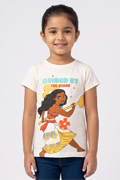 Disney Kids Girl Short Sleeve Princess Graphic Print Top, Off White