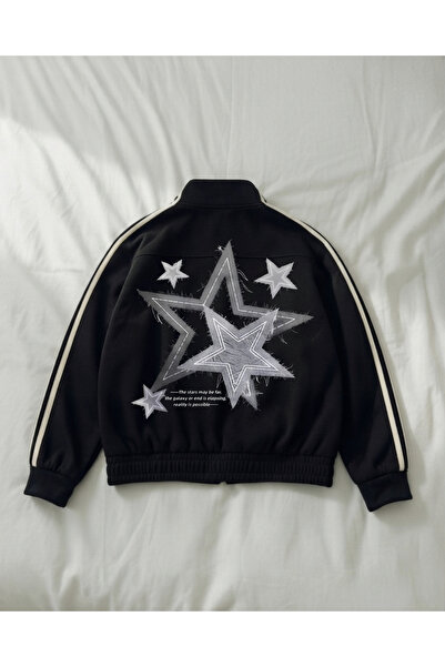 Touz Moda Star Grafitti Baskılı Oversize China Unisex Ceket