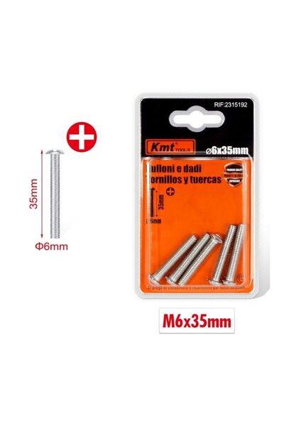 KMT Tools Stainless steel cross recessed pan head machine screw M6×35 mm, 5 p...