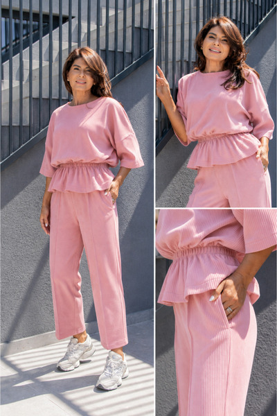 RAMONA BADESCU EXCLUSIVE Set Ellie Top și Pantaloni - Nuanța Blush