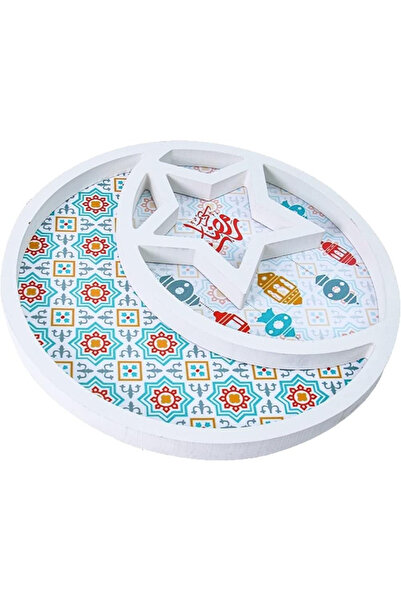 OEM Platou de servire din lemn, cu design stea și lună, pentru Eid Mubarak, a...