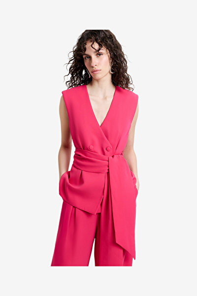 French Connection Women's Peony Pink Tiana Self Tie Waistcoat