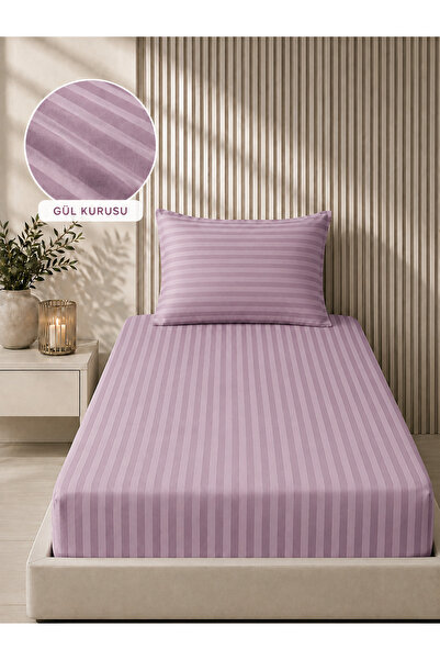 Bella Home Σετ σατέν σεντόνια 100x200 με ρίγες |   Με απαλή υφή |   Κομψό και...