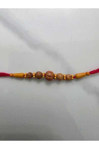 NirVee Traditional Sacred Rudraksha Rakhi Combo for Brother – Set of 3 Designer Red Thread Handcrafted Rakhis