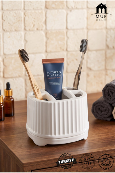 MUF HOME Pratik 5 Bölmeli Çok Amaçlı Banyo Düzenleyici Diş Fırçalık, Macunluk...