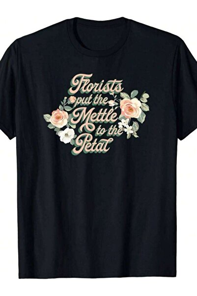 21JNRY تي شيرت فلوريست جيفتس بطبعة Punny Mettle To The Petal Floral Designer