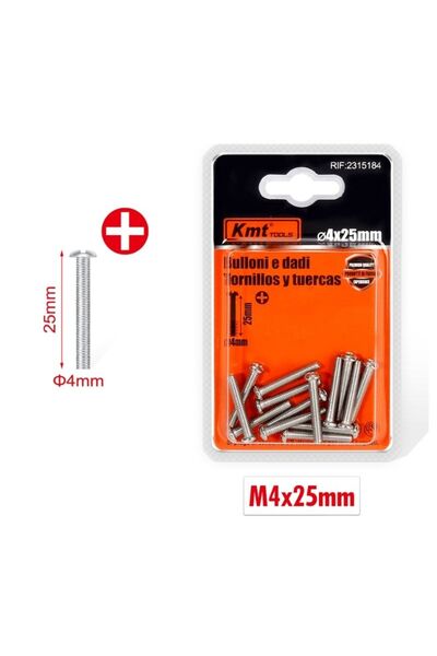KMT Tools Machine screws 14 pieces, size M4 × 25 mm, cross recessed head made...
