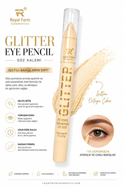 RP Royal Paris Cosmetic Aydınlatıcı Kalem Göz ve Yüz Bölgesi İçin Işıltılı Doğal Parlaklık Veren Stick Highlighter