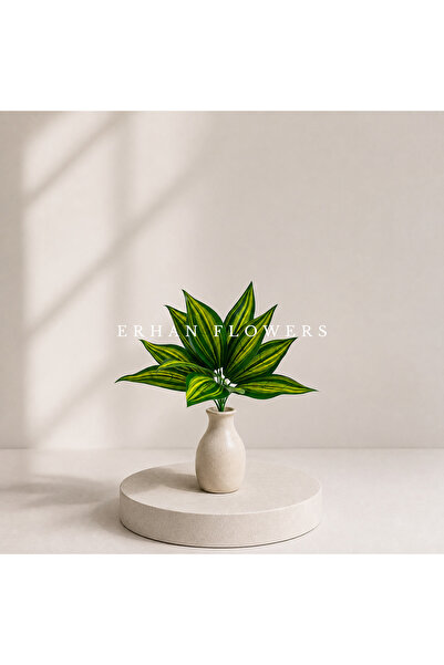 ERHAN FLOWERS YAPAY SARI YEŞİL CROTON CALATHEA 48 CM - DEKORATİF VAZO İÇİ YAP...