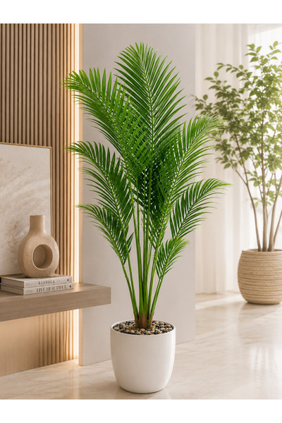N.zone Large Artificial Areca Palm Tree 11 Branches 200cm High with Elegant W...