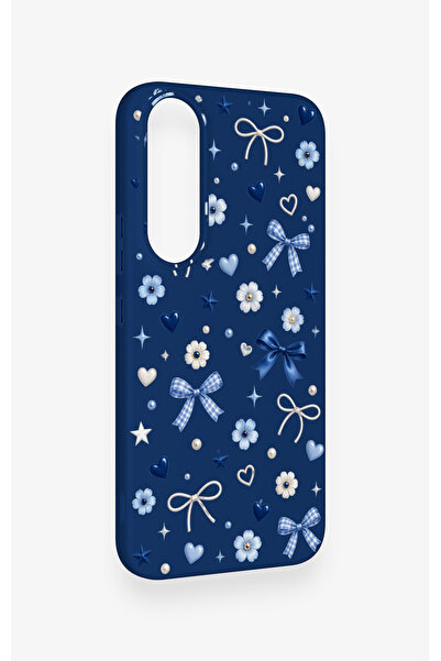 Vip Case Vivo V70 FE 5G Uyumlu Mavi Papatya Fiyonk Desenli Silikon Kılıf