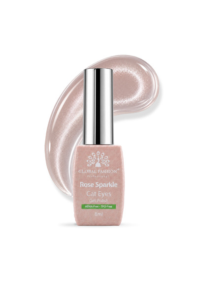 GLOBAL FASHION Professional Rose Sparkle Magnetic Cat Eye Gel Polish 8ml HEMA...