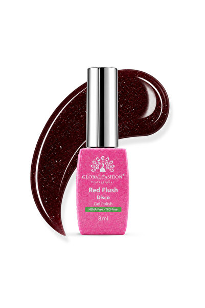 GLOBAL FASHION Professional Red Flush Disco Gel Nail Polish 8ml HEMA and TPO-...