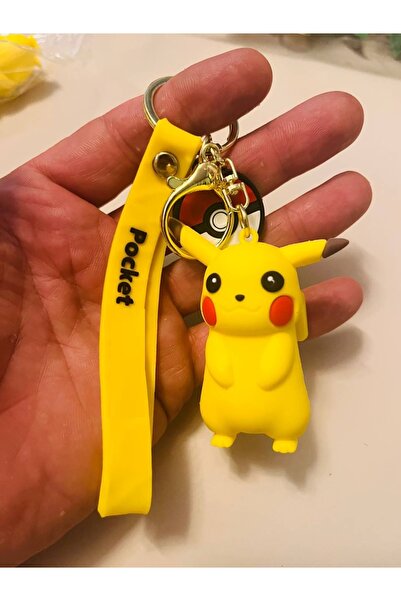 mykhediyevesanatatölyesi Breloc cu figurină 3D Pokemon Pikachu, geantă temati...