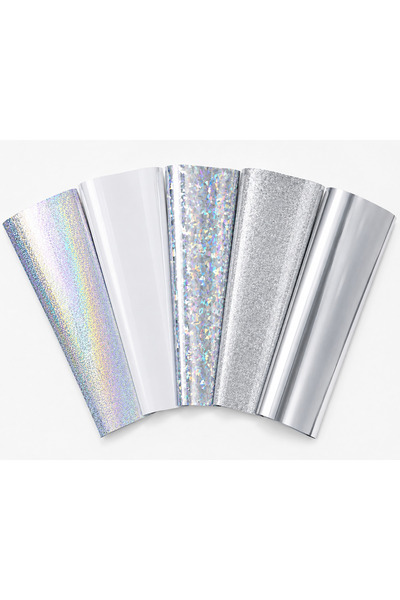 Goldpix Gümüş Tekstil Baskı Folyosu 5'li Set 25x30 cm - 5 Farklı Dokulu Isı T...