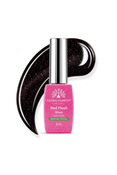 GLOBAL FASHION Professional Red Flush Disco Gel Nail Polish 8ml HEMA and TPO-...