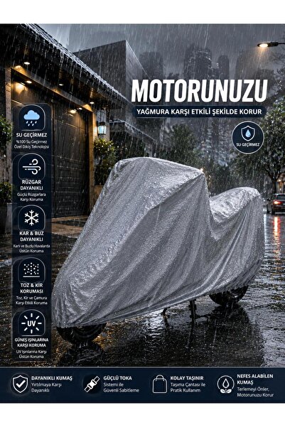 PARİONETTE Bajaj Dominar 400 Uyumlu Motosiklet Brandası Su Geçirmez Arka Çanta Uyumlu Tam Koruma Gri 2020-2026