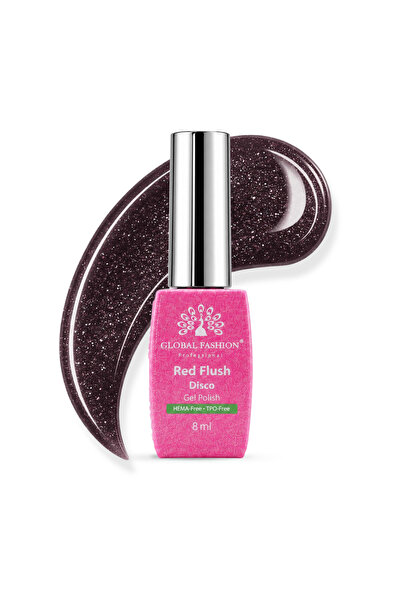 GLOBAL FASHION Professional Red Flush Disco Gel Nail Polish 8ml HEMA and TPO-...