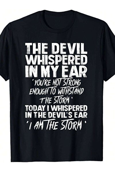 NOURAM The Whispered In My Ear Devil Quote Men And White Black T Shirt Size E...