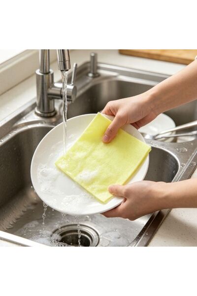 Kmt Style Set of 3 large non-woven cleaning cloths, yellow, 38×40 cm, highly ...