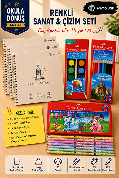 Faber Castell 3-dijelni set za crtanje i slikanje 25x35 110 gr, 12 paketa pas...
