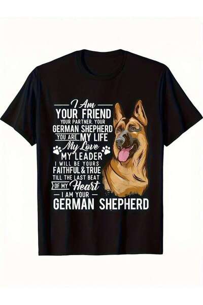 25W Exclusive German Shepherd Enthusiast T Shirt Black Gift Dog Owners Featur...