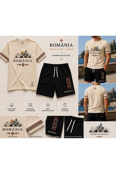 LOTS MODA Set tricou și pantaloni scurți de vară pentru bărbați CARPATIA Cole...