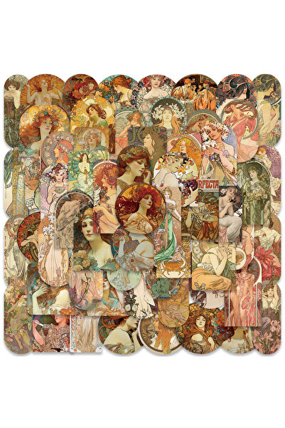 Choice MULTICOLOR 60Pcs Vintage Alphonse Maria Stickers Retro DIY Stickers Sc...